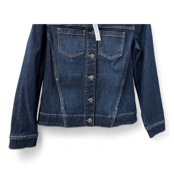 Chico’s Shimmer Denim Dark Blue Jacket Sparkles Four Pockets Size 0 (Size S) NWT - Picture 6 of 6
